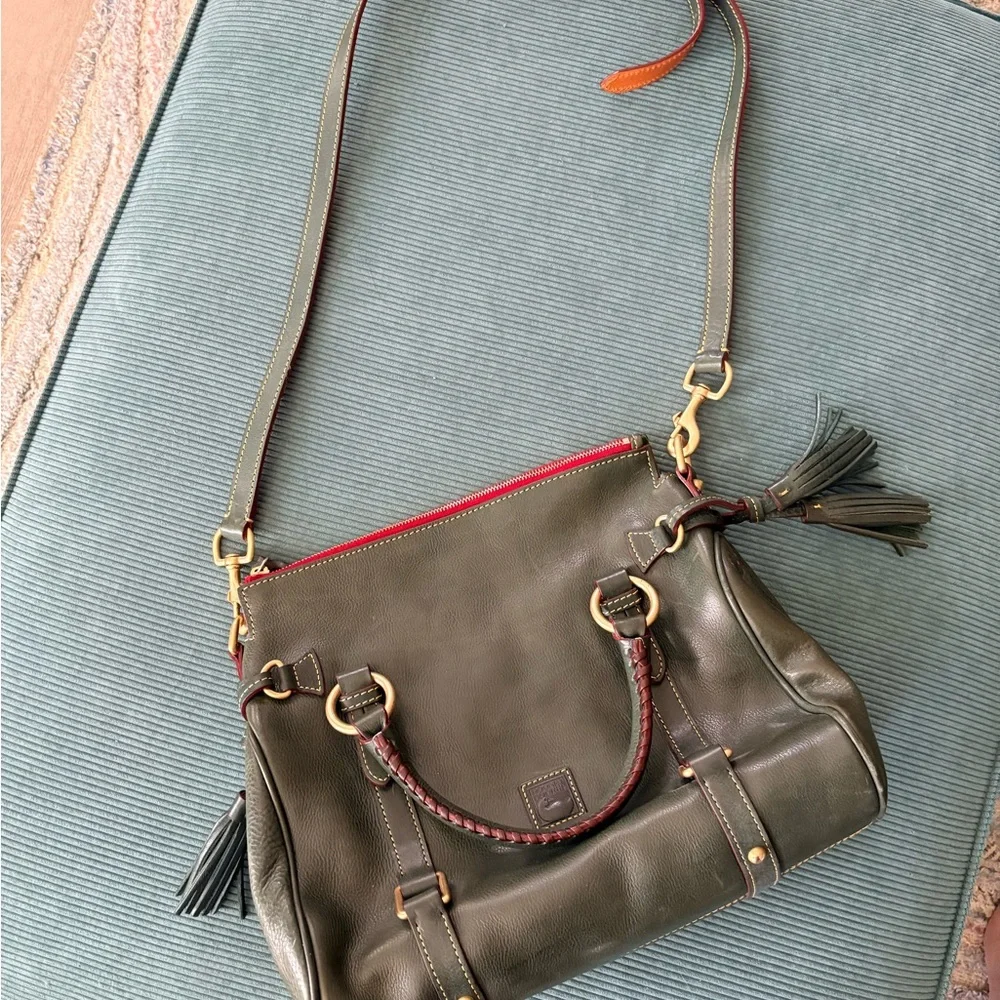 Dooney & Bourke Florentine Leather Crossbody Satchel Deep Green - Picture 2 of 3